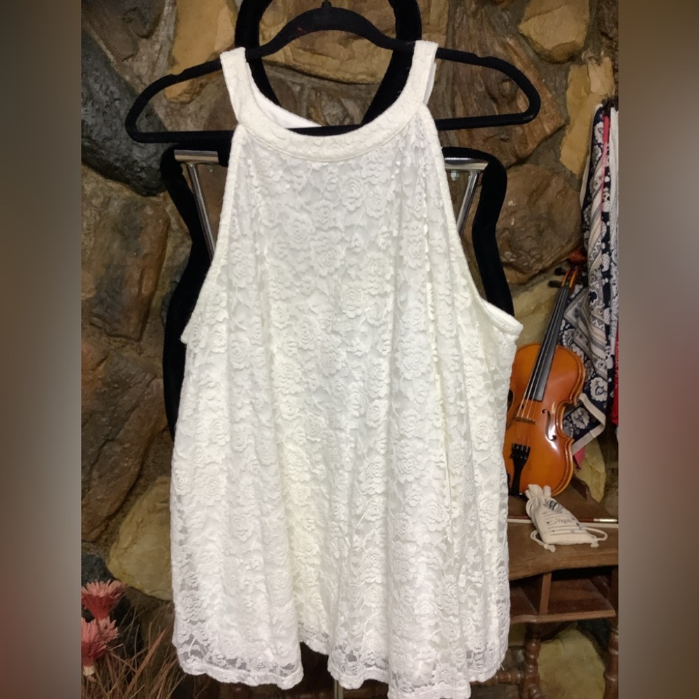 White lace halter tank style